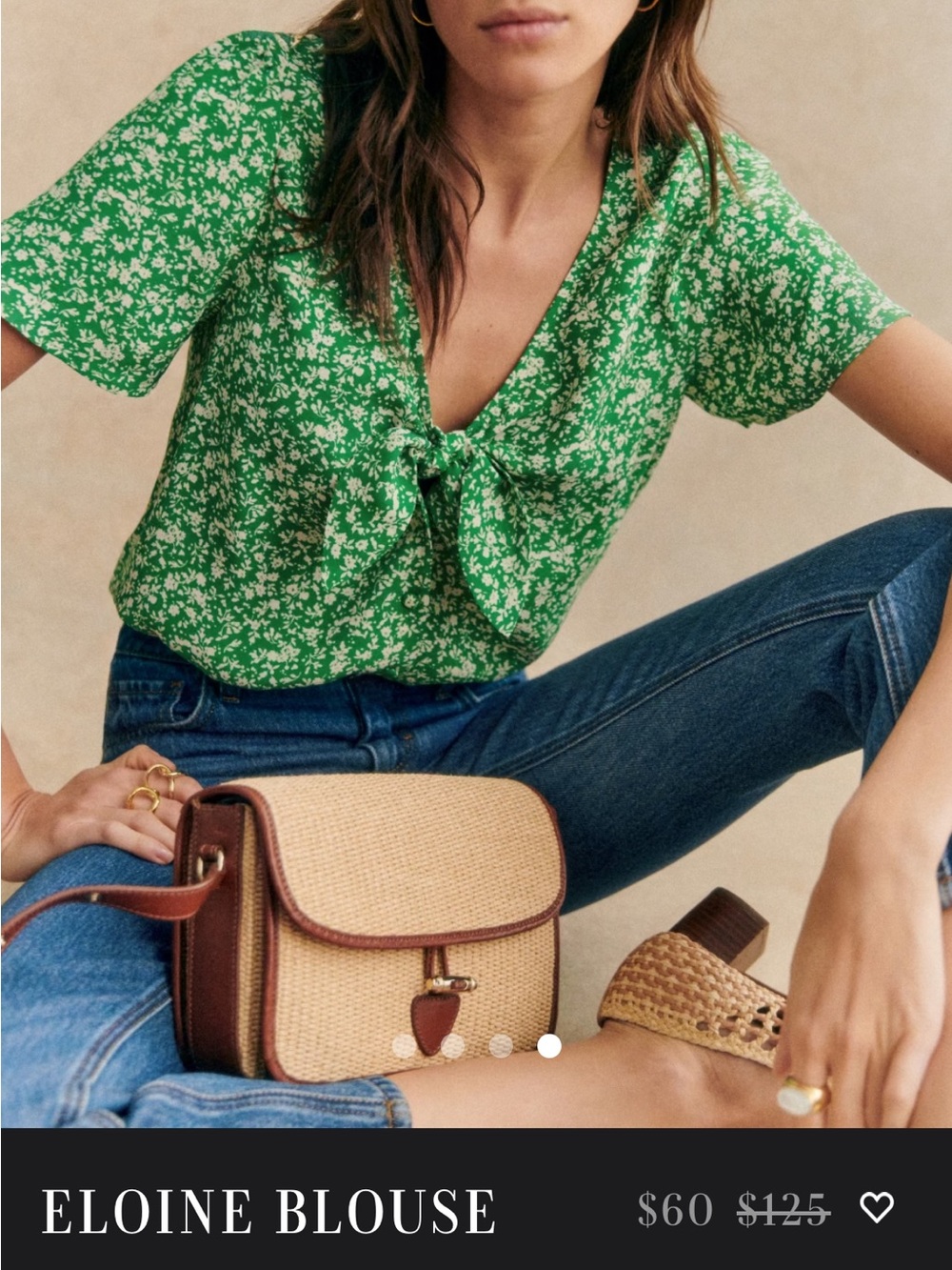 Sezane Eloine Green Floral Blouse